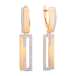 Серьги из красного золота с фианитами