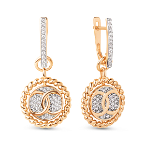 Серьги из красного золота с фианитами