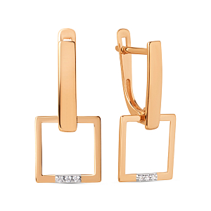 Серьги из красного золота с фианитами