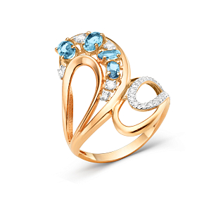 Кольцо из красного золота с swiss топазами