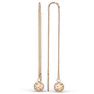 Серьги продевки из красного золота