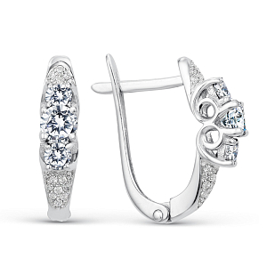 Серьги из белого золота с фианитами