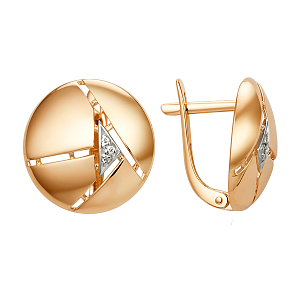 Серьги из красного золота с фианитами