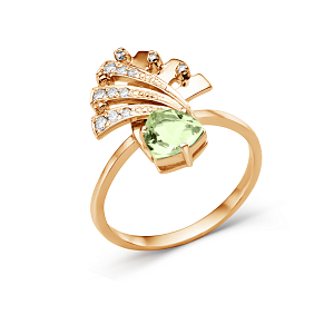 Кольцо из красного золота с хризолитом