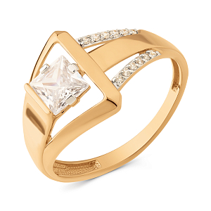 Кольцо из красного золота с фианитами