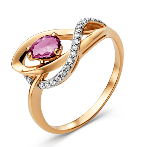 Кольцо из красного золота с корундом