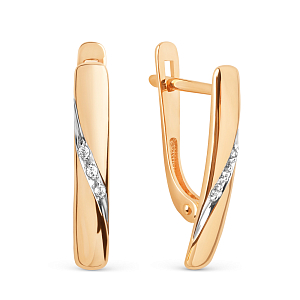 Серьги из красного золота с фианитами