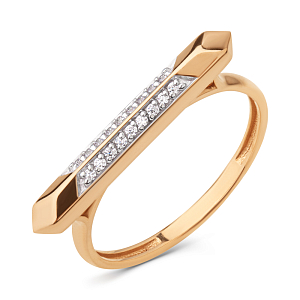 Кольцо из красного золота с фианитами