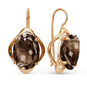 Серьги из красного золота с раухтопазами