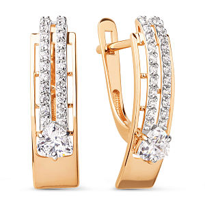 Серьги из красного золота с фианитами