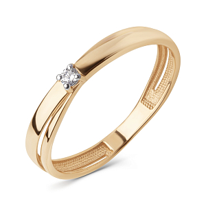 Кольцо из красного золота с фианитом