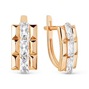 Серьги из красного золота с фианитами