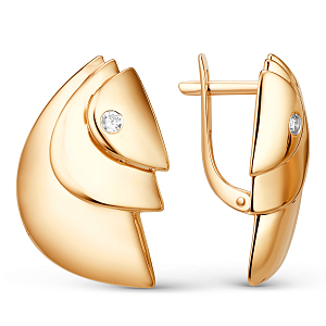 Серьги из красного золота с фианитами