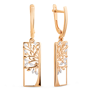 Серьги из красного золота с фианитами