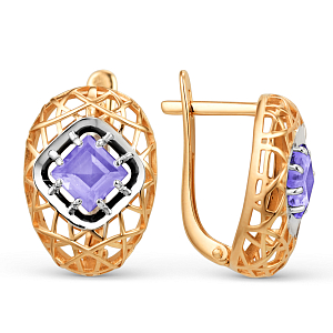 Серьги из красного золота с аметистами