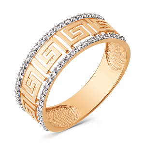 Кольцо из красного золота с фианитами