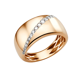 Кольцо из красного золота с фианитами