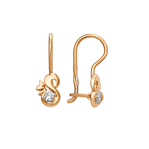 Серьги из красного золота с фианитами