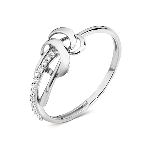 Кольцо из белого золота с фианитами