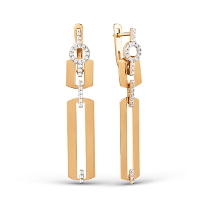 Серьги из красного золота с фианитами