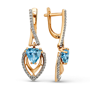 Серьги из красного золота с swiss топазами