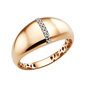 Кольцо из красного золота с фианитами