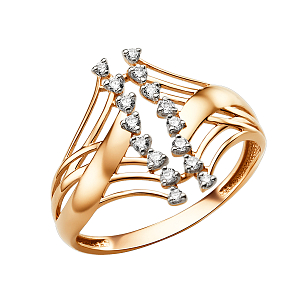 Кольцо из красного золота с фианитами