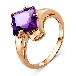 Кольцо из красного золота с аметистом