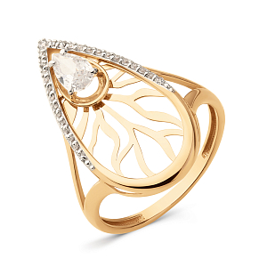 Кольцо из красного золота с фианитами