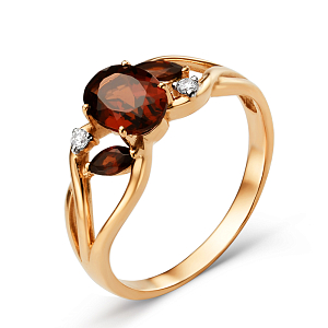 Кольцо из красного золота с гранатами