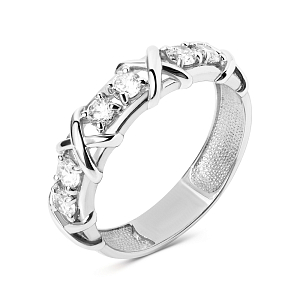 Кольцо из белого золота с фианитами