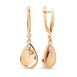 Серьги из красного золота с фианитами