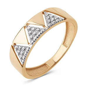 Кольцо из красного золота с фианитами