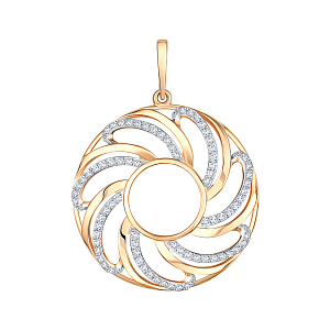 Подвеска из красного золота с фианитами