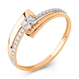 Кольцо из красного золота с фианитами