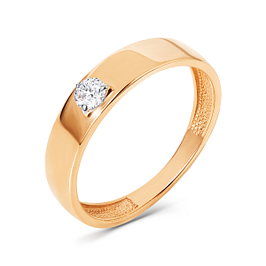 Кольцо из красного золота с фианитом