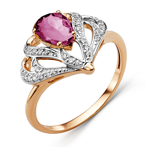 Кольцо из красного золота с корундом