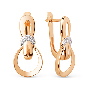 Серьги из красного золота с фианитами