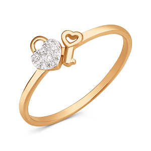 Кольцо из красного золота с фианитами