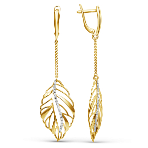 Серьги из желтого золота с фианитами