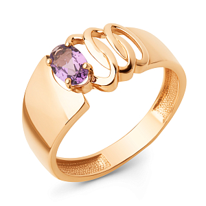 Кольцо из красного золота с аметистом