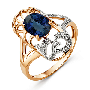 Кольцо из красного золота с корундом