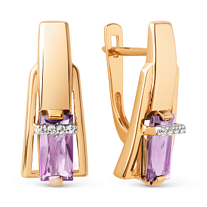 Серьги из красного золота с аметистами