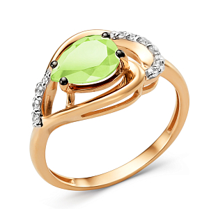 Кольцо из красного золота с хризолитом