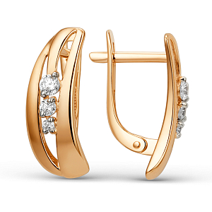 Серьги из красного золота с фианитами