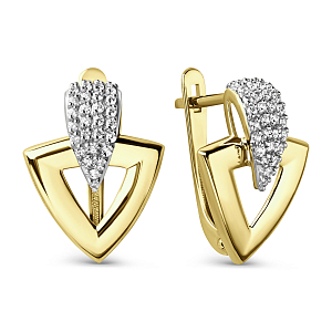 Серьги из желтого золота с фианитами