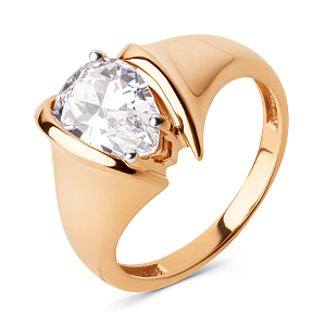 Кольцо из красного золота с фианитом