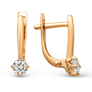 Серьги из красного золота с фианитами