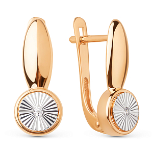 Серьги из красного золота с фианитами