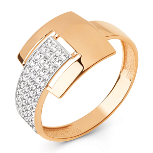 Кольцо из красного золота с фианитами